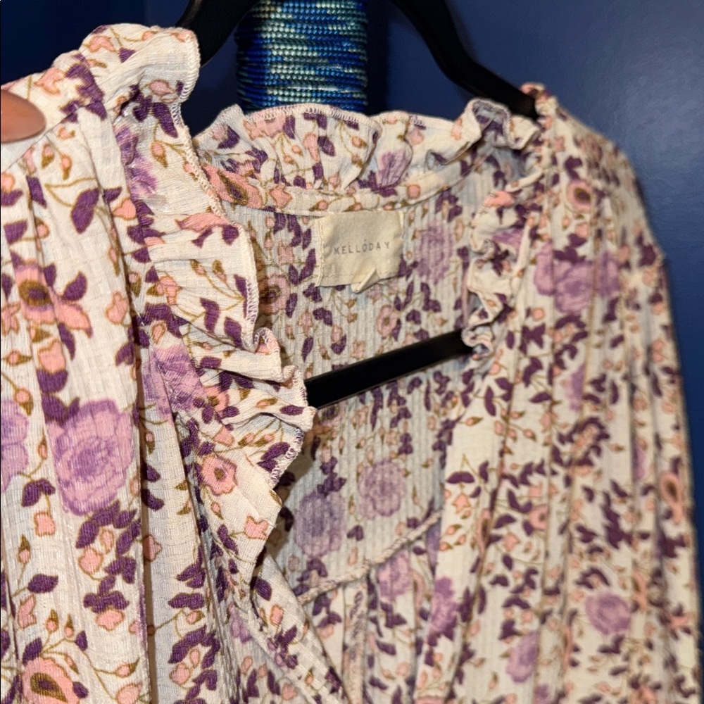 Melloday- Floral Paisley Print Blouse size 1X - Picture 13 of 14